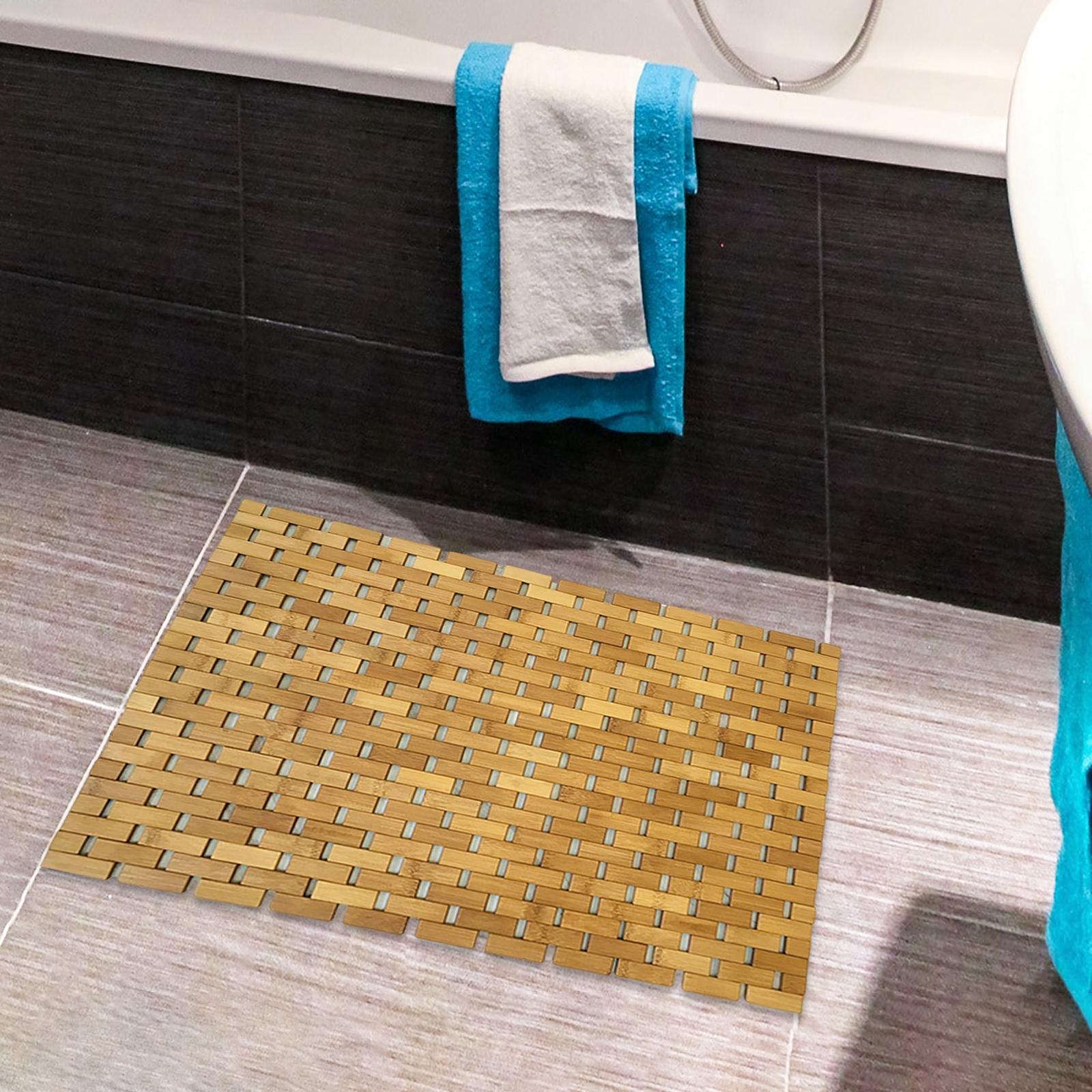 Bamboo Bath Mat - Kaymaz Bambu Ahşap Banyo Halısı, Spa,